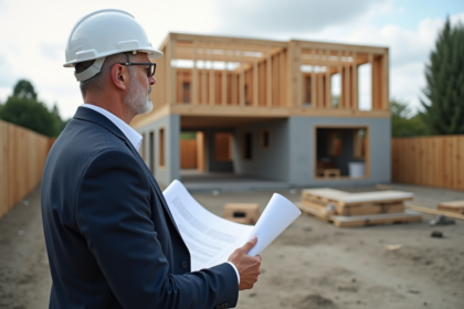 Architecte homme en extérieur sur un chantier de maison