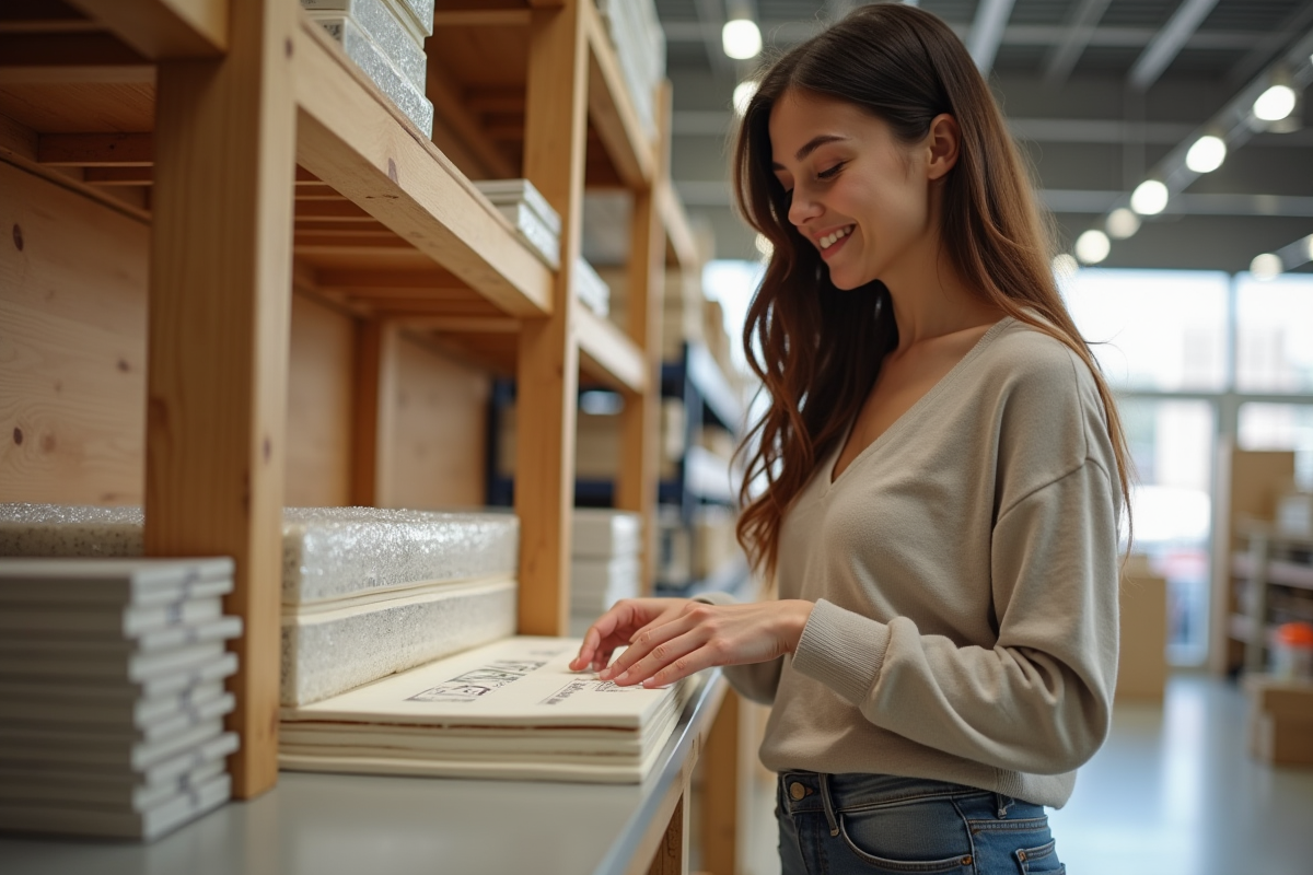 Jeune femme examinant un échantillon d