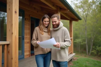 petite maison en bois écologique dans un environnement naturel