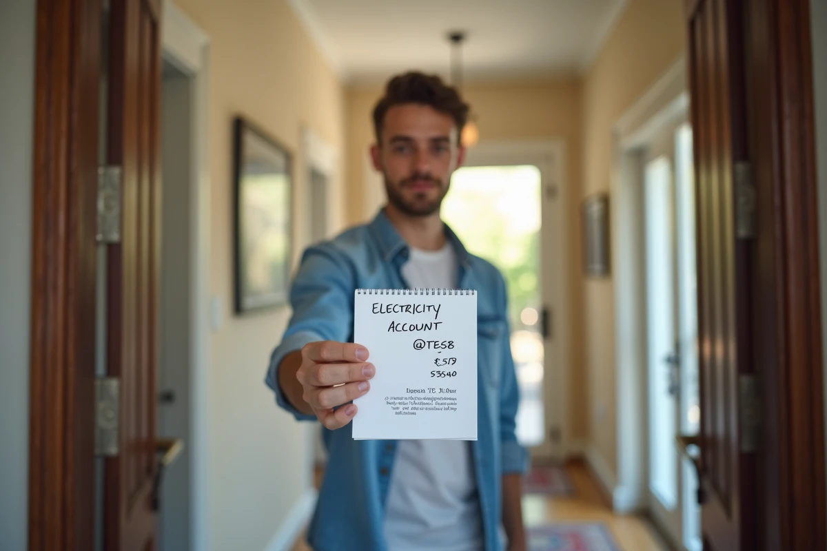 Jeune homme tenant une note d