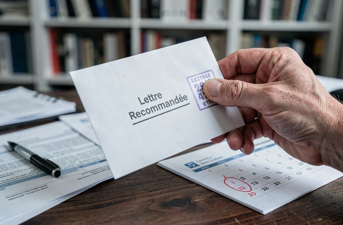Mains tenant une lettre recommandée pour résilier un contrat d'assurance habitation à échéance