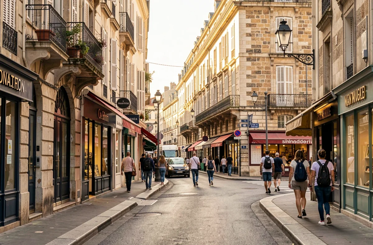 Rue animée du centre-ville de Marseille en journée