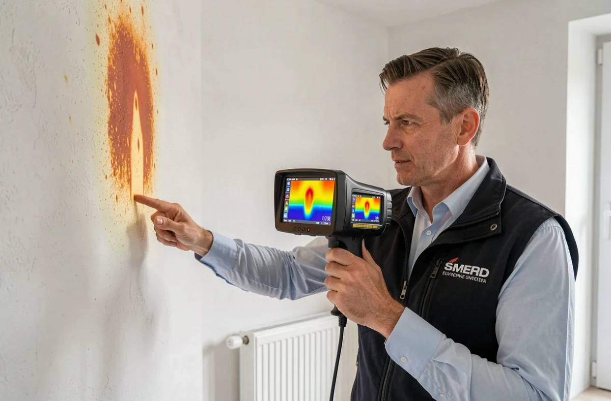 Expert en bâtiment de VALEZY-PELARDY réalisant un diagnostic thermique avec caméra infrarouge dans une maison auvergnate